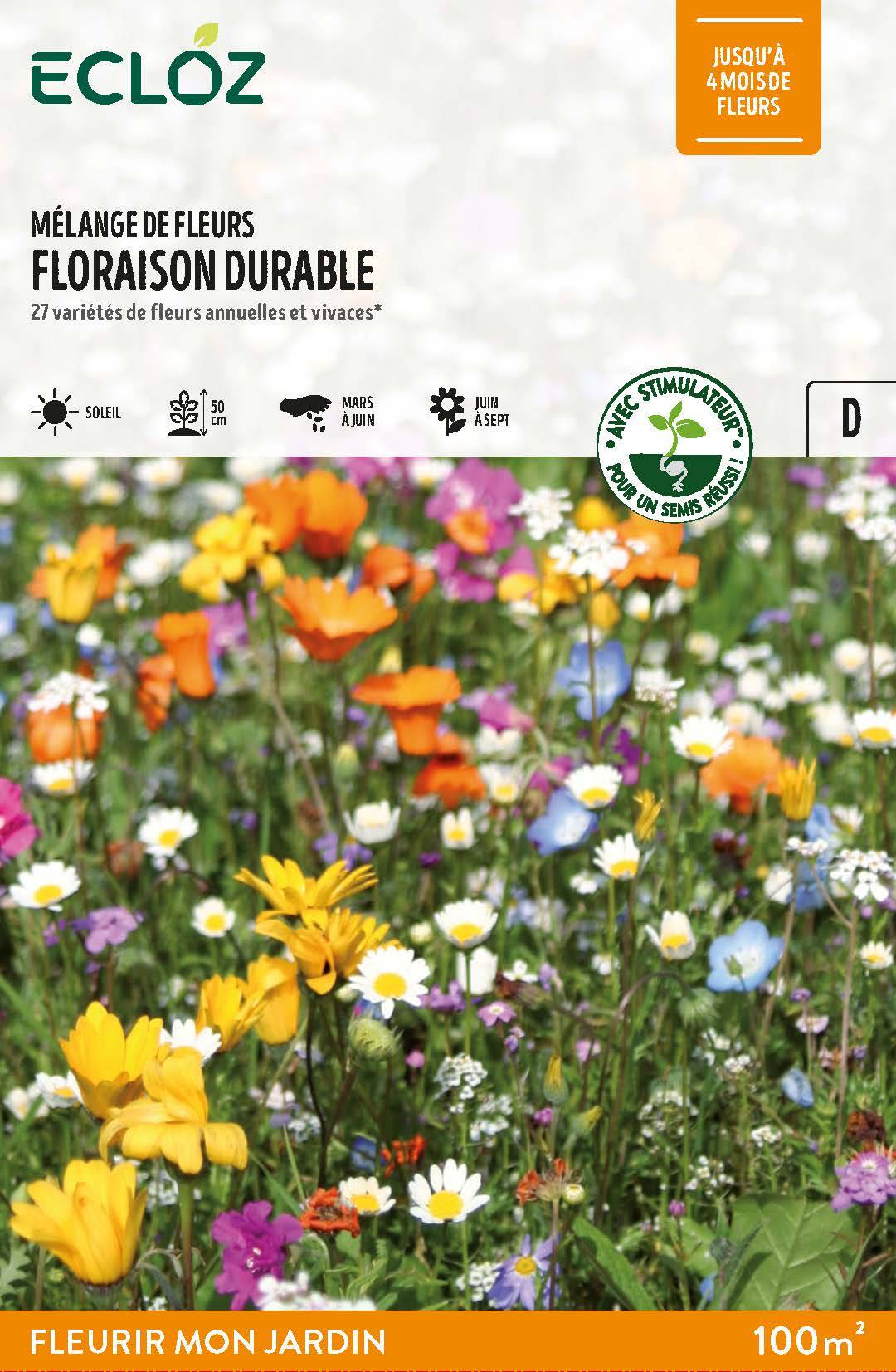 Ecloz - Semences mélange de fleurs floraison durable 100 m2 - ECLOZ