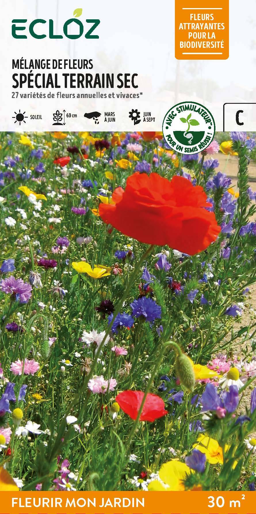 Ecloz - Semences mélange de fleurs spécial terrain sec 30 m2 - ECLOZ