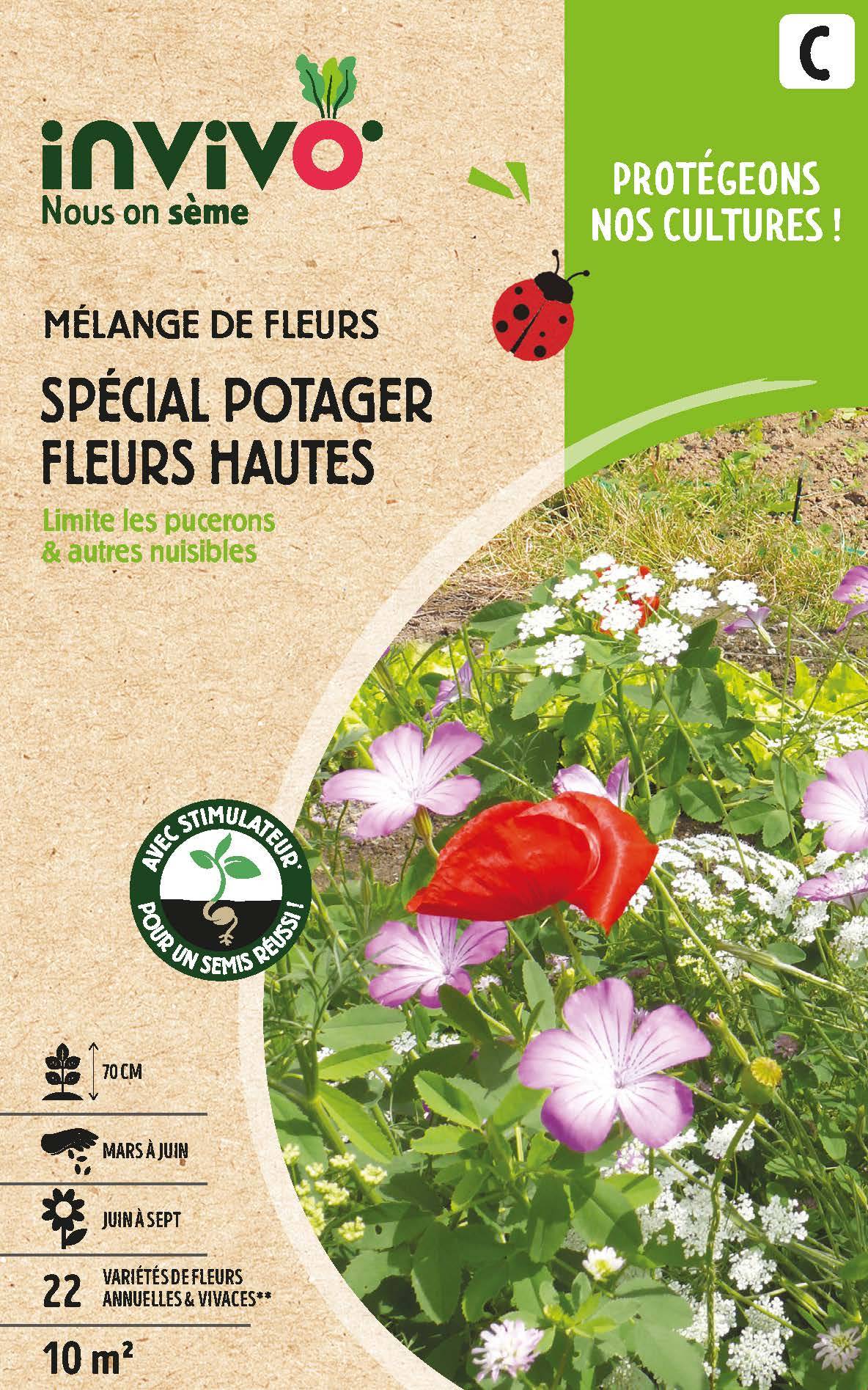 Invivo Nous On Sème - Semences mélange de fleurs spécial potager fleurs hautes 10 m2 - INVIVO Nous on sème