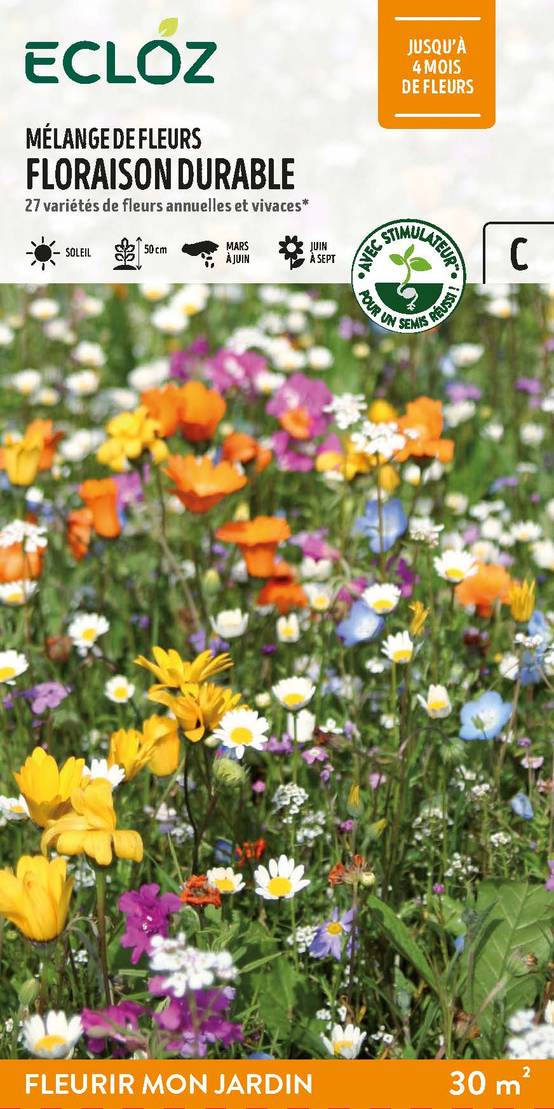 Ecloz - Semences mélange de fleurs floraison durable 30 m2 - ECLOZ
