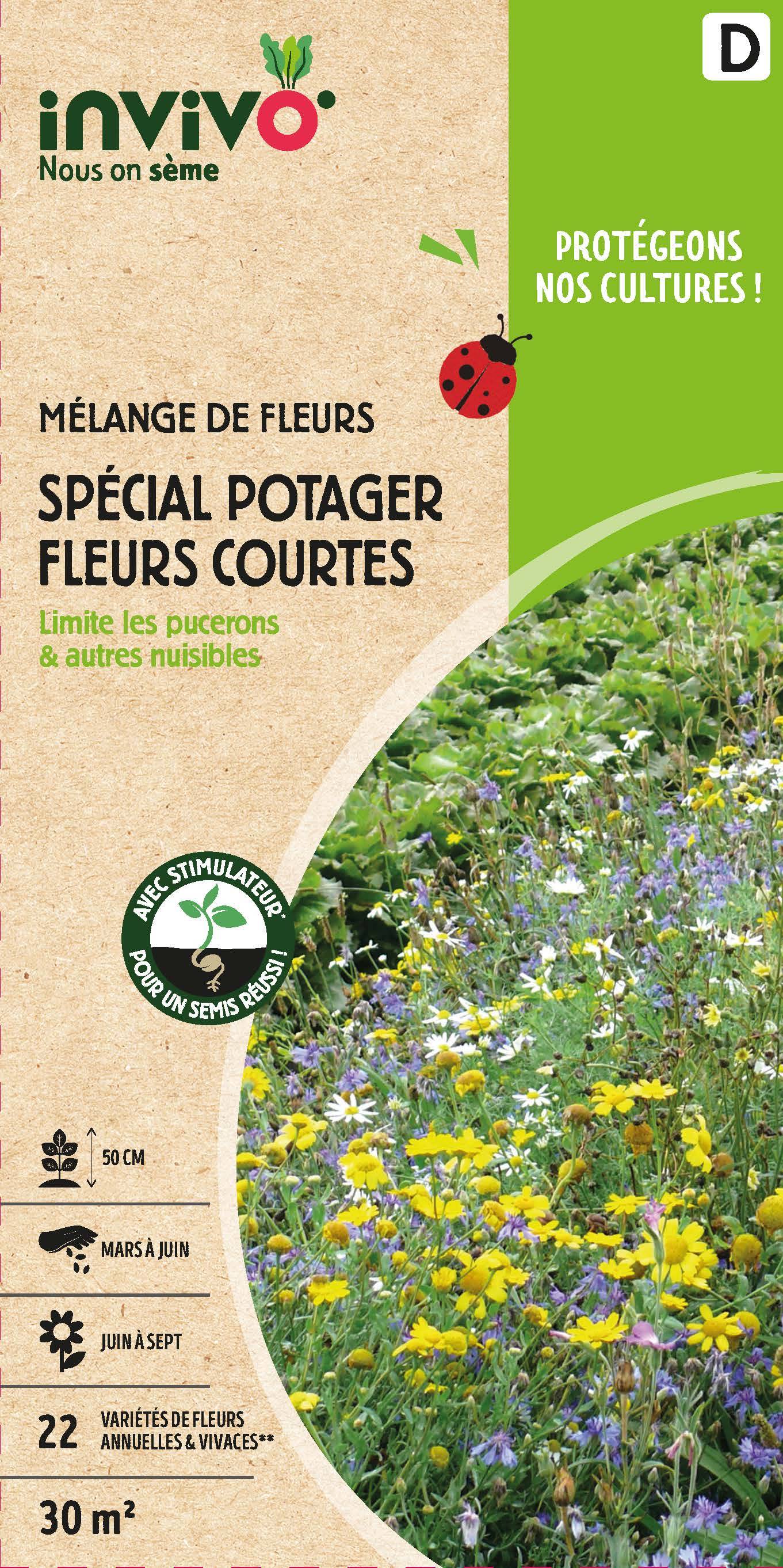 Invivo Nous On Sème - Semences mélange de fleurs spécial potager fleurs courtes 30 m2 - INVIVO Nous on sème - Image 1