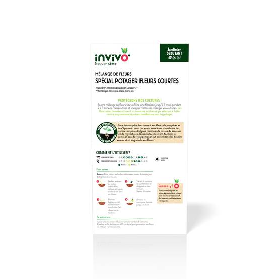 Invivo Nous On Sème - Semences mélange de fleurs spécial potager fleurs courtes 30 m2 - INVIVO Nous on sème - Image 2