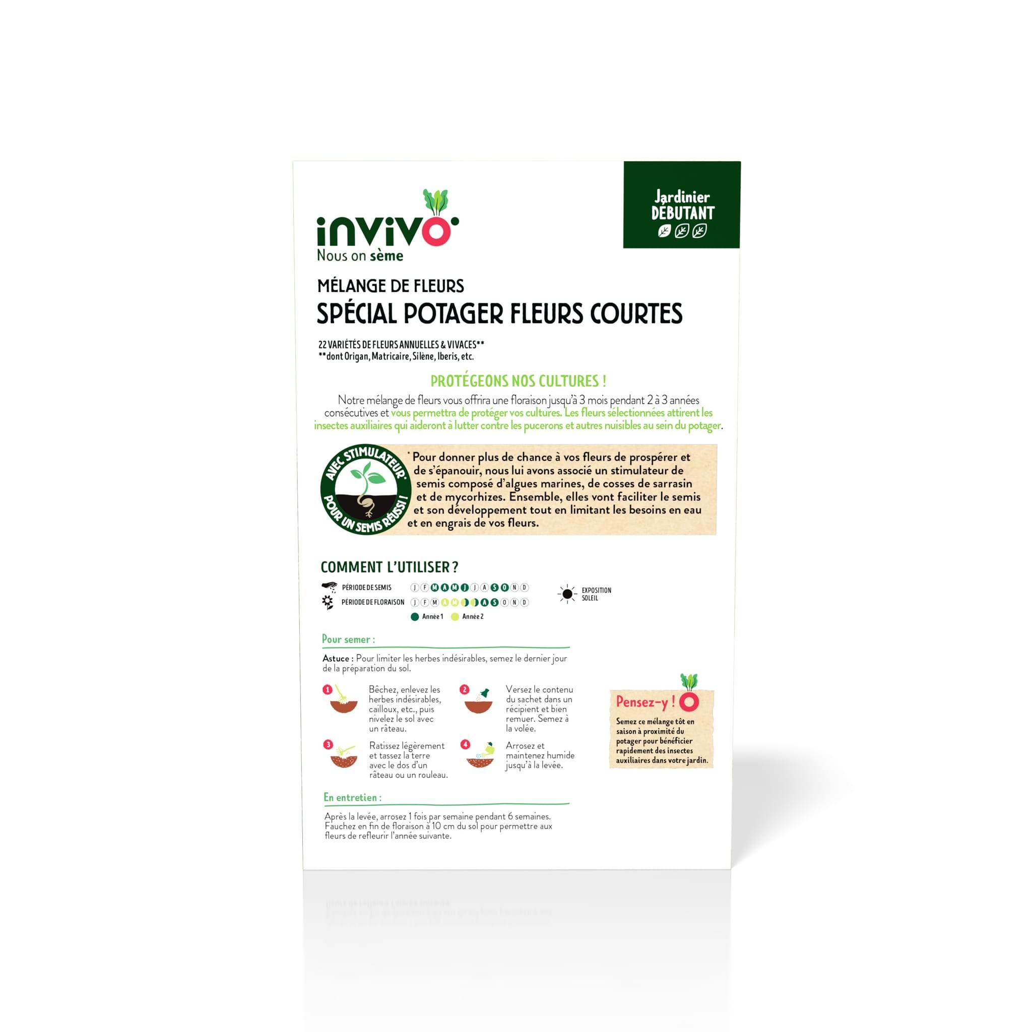 Invivo Nous On Sème - Semences mélange de fleurs spécial potager fleurs courtes 10 m2 - INVIVO Nous on sème - Image 3