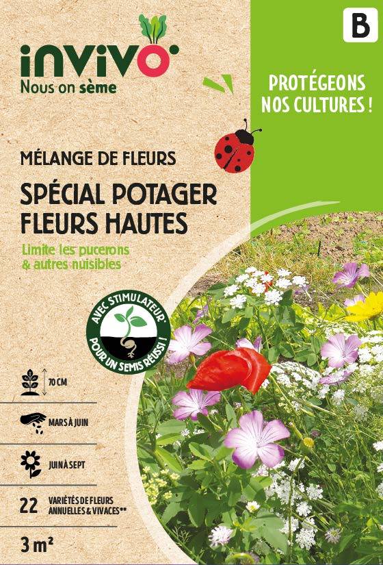 Invivo Nous On Sème - Semences mélange de fleurs spécial potager fleurs hautes 3 m2 - INVIVO Nous on sème