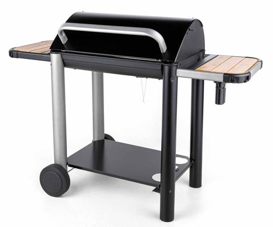 Barbecue charbon bois vulcano 3000 cuve fonte couvercle protection soufflerie integree chariot - Image 1