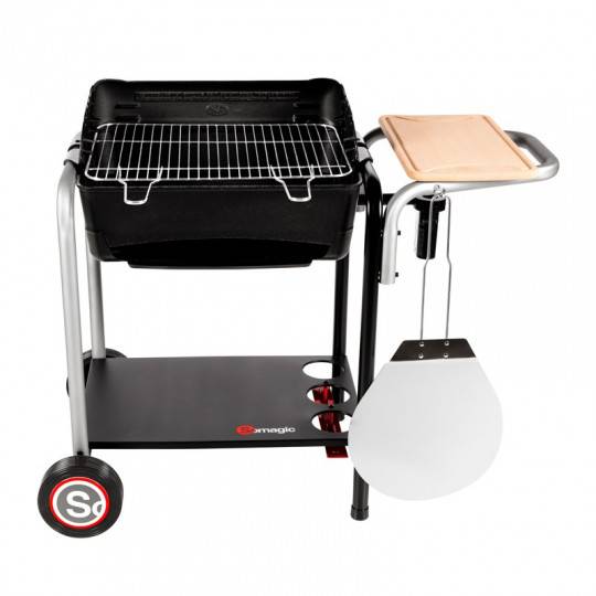 BARBECUE CHARBON DE BOIS  ROMA CUVE FONTE ET FOUR A PIZZA SOUFFLERIE INTEGREE SUR CHARIOT - Image 2