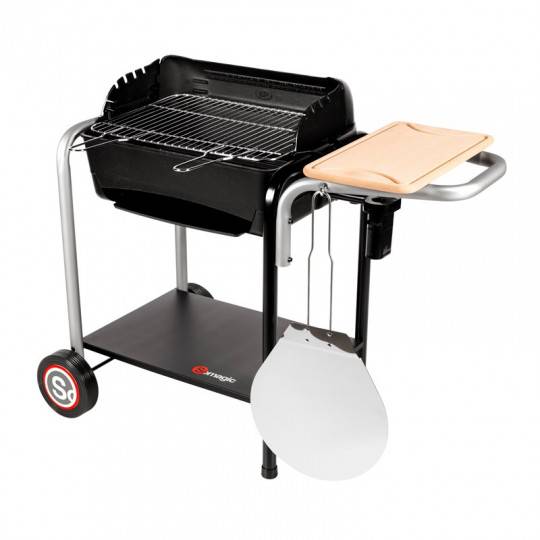 BARBECUE CHARBON DE BOIS  ROMA CUVE FONTE ET FOUR A PIZZA SOUFFLERIE INTEGREE SUR CHARIOT - Image 3