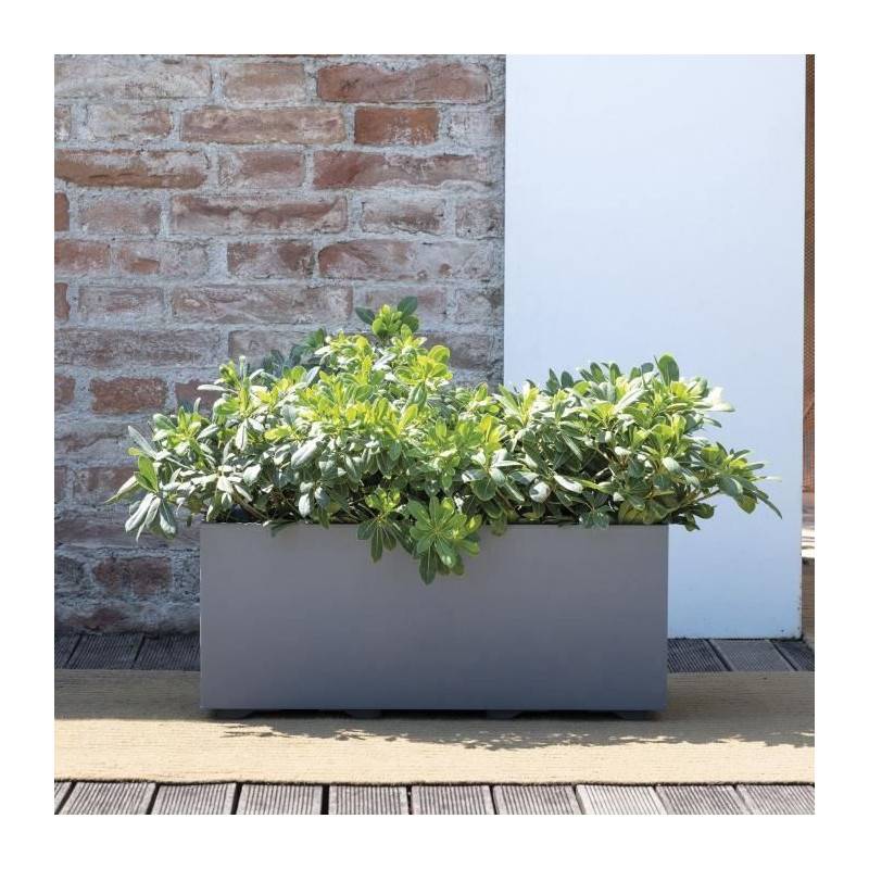 Jardinière muret Millennium R en matière recyclée gris L.59 l.25 H.25 cm - Deroma - Imagen 2