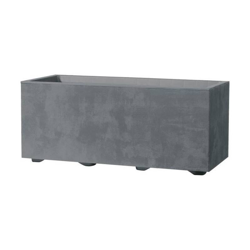 Jardinière muret Millennium R en matière recyclée gris L.59 l.25 H.25 cm - Deroma - Imagen 3