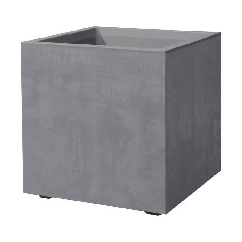 Pot de fleur cube Millennium R recyclé gris L.25 cm H.25 cm - Deroma - Imagen 1