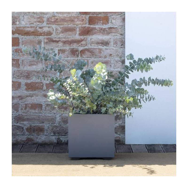 Pot de fleur cube Millennium R recyclé gris L.25 cm H.25 cm - Deroma - Imagen 2