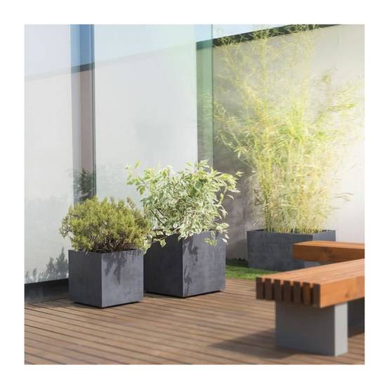 Pot de fleur cube plastique anthracite L.39 cm x H.39,1 cm Millennium R - Deroma - Image 2
