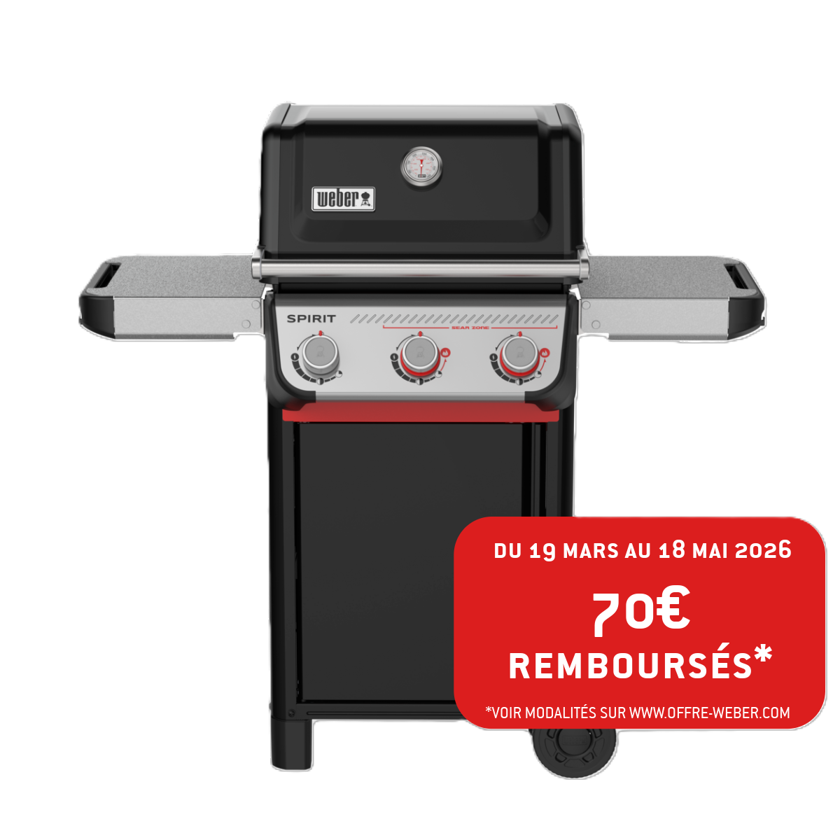 Weber - Barbecue à gaz 3 brûleurs acier Spirit E-325 Weber