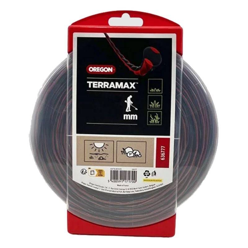 Hilo desbrozadora ovalado trenzado terramax rojo/negro Ø3 mm L.44 m - Oregon - Imagen 1