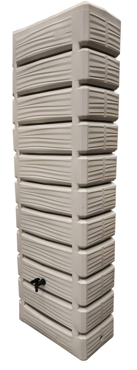 Belli - Récupérateur d'eau de pluie 700L mural robinet, collecteur et couvercle inclus grège DUNE - BELLI - Image 3
