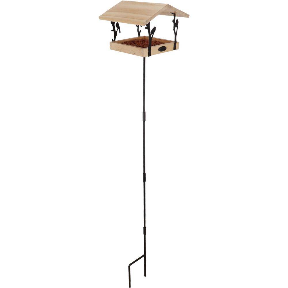 Mangeoire sur pique pin et fer noir marron L.24.5 cm l.24.5 cm H.131.4 cm - Esschert design bv 1 - Imagen 6