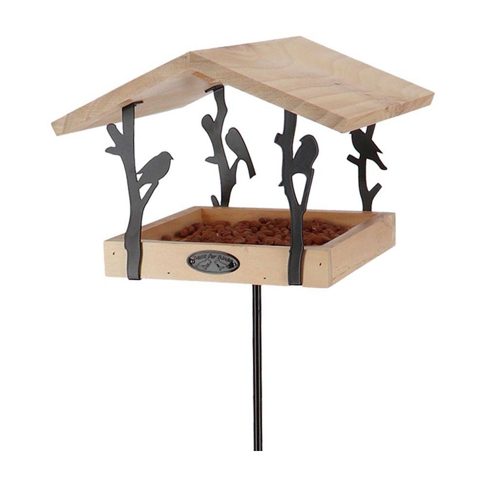 Mangeoire sur pique pin et fer noir marron L.24.5 cm l.24.5 cm H.131.4 cm - Esschert design bv 1 - Imagen 2