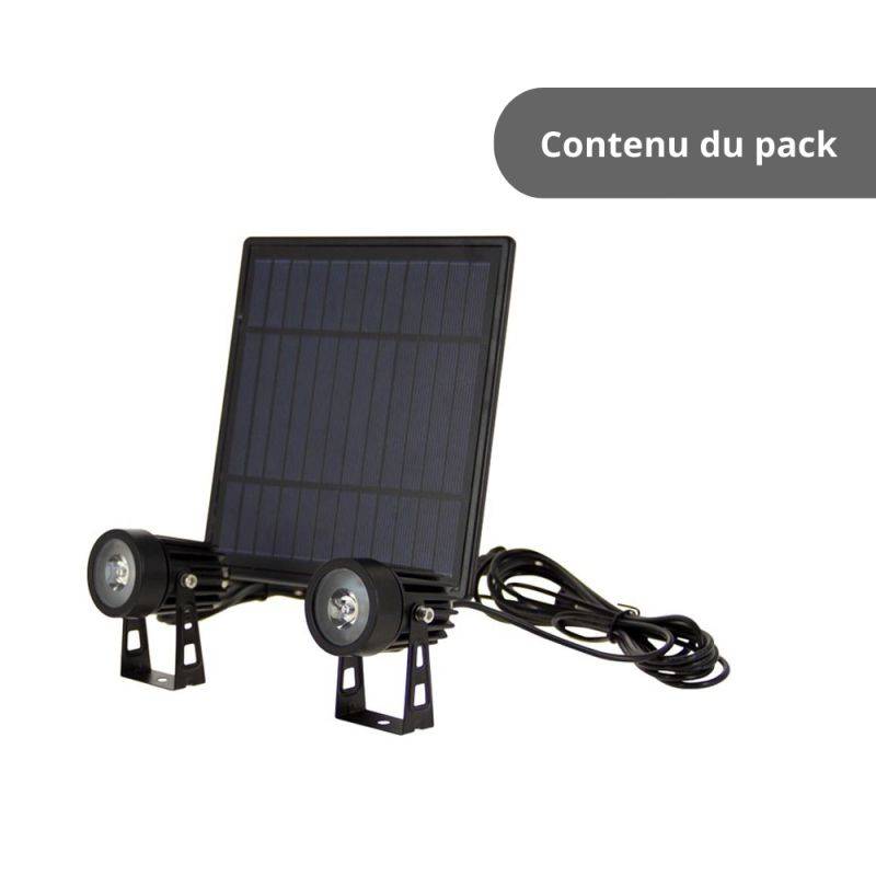 xanlite - Lot de 2 projecteurs solaires LED, IP44, 2 modes d'éclairage, 450 Lumens, Blanc froid
