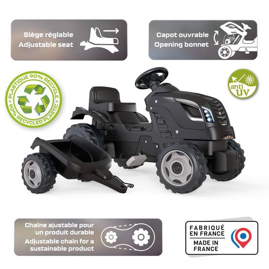 Smoby - TRACTEUR FARMER XL BLACK+REMORQUE - Image 3