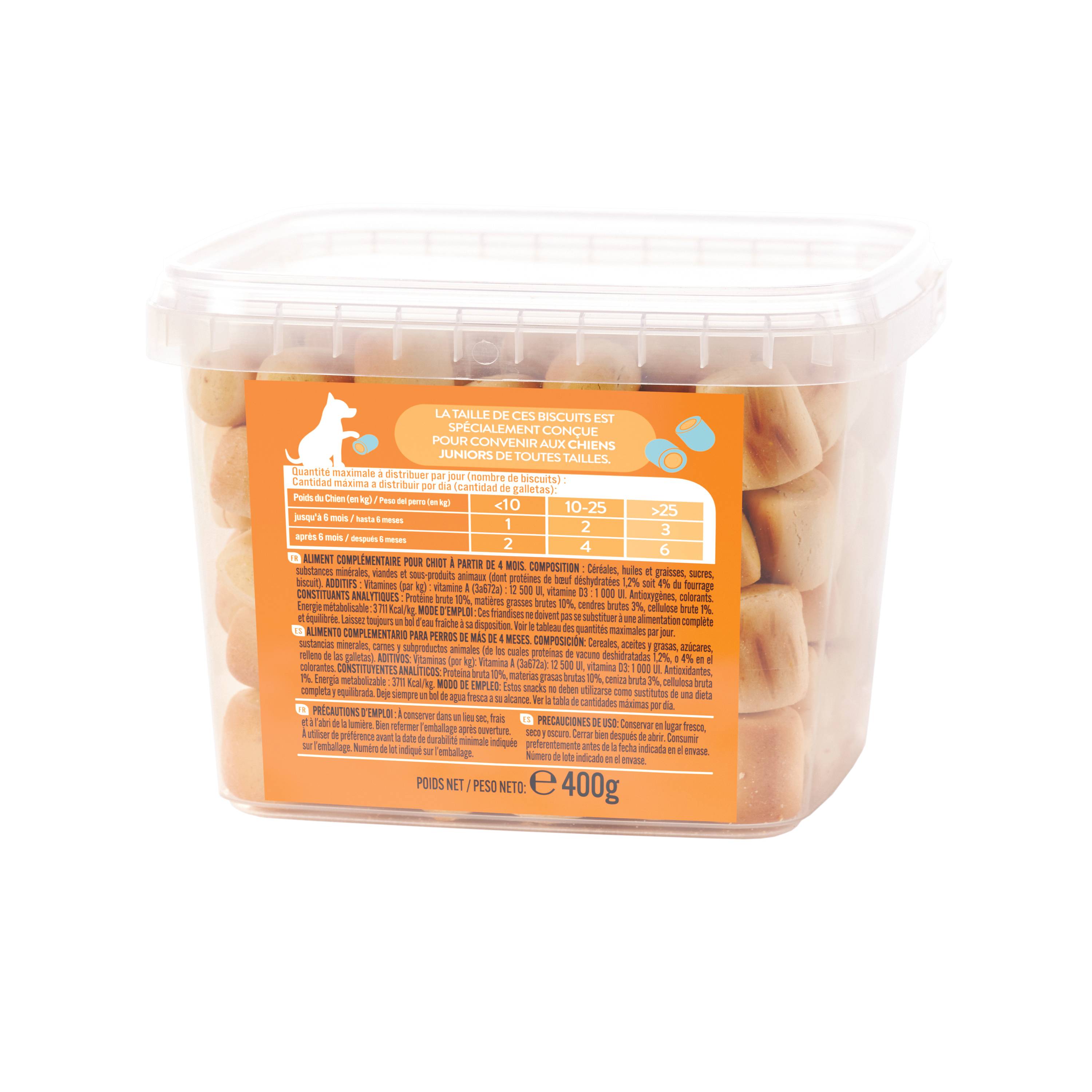 Pure Family - Seau mini biscuits fourrés au bœuf - chien junior - 400 g - PURE FAMILY - Imagen 2