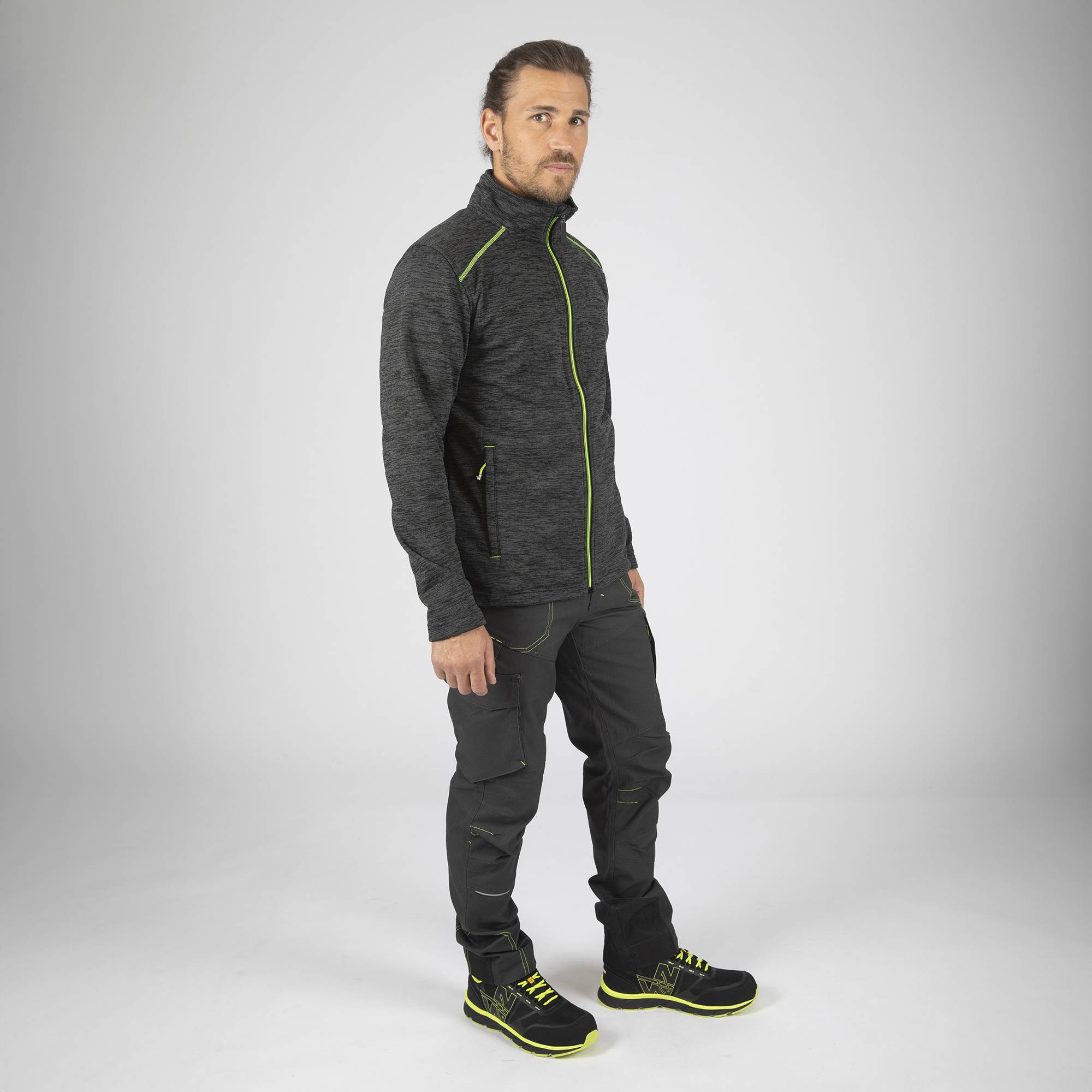 Nineworths - Gilet de travail Lenny gris chine/jaune fluo taille XL - Nine Worths - Image 3