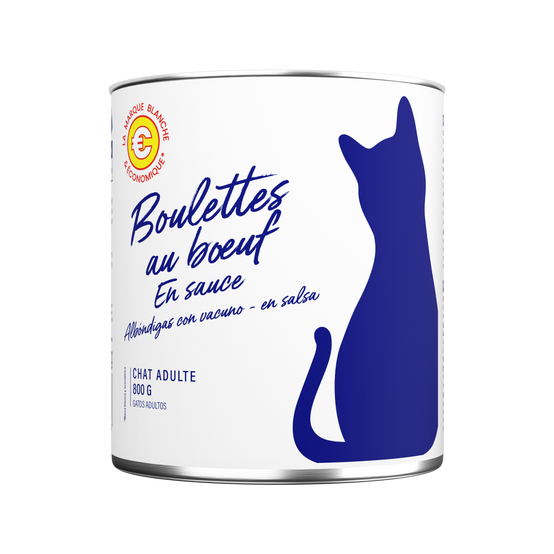 Marque Blanche et Economique - Boulettes en sauce au bœuf pour chat adulte 800 g - Image 3