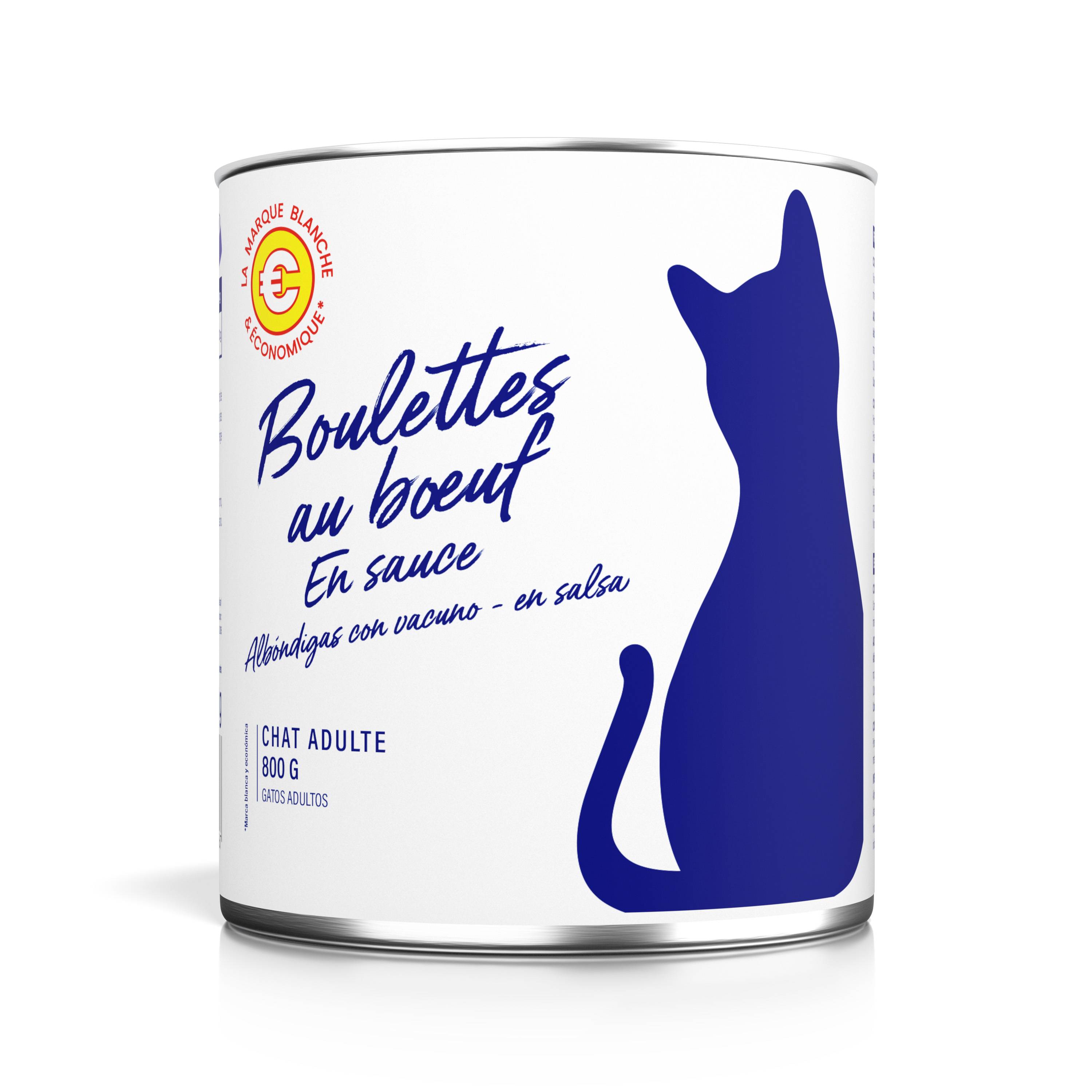 Marque Blanche et Economique - Boulettes en sauce au bœuf pour chat adulte 800 g - Imagen 2