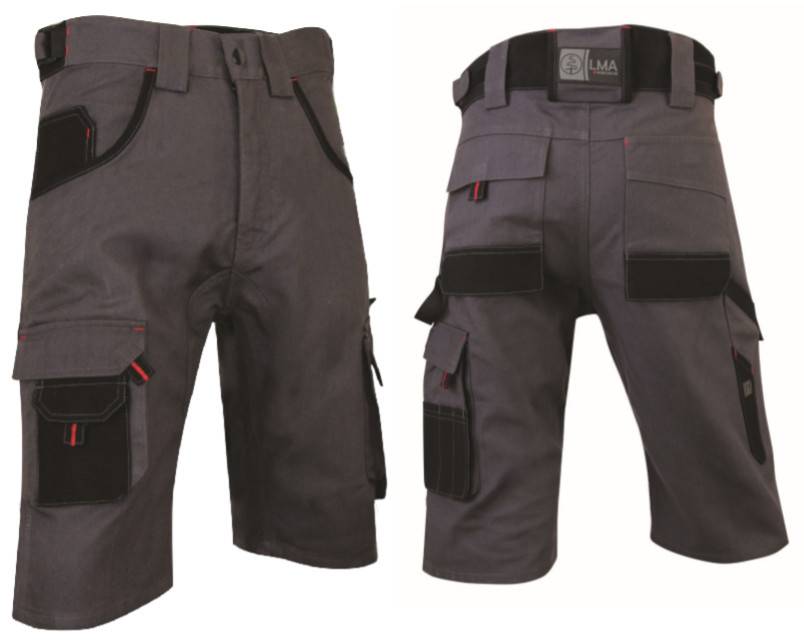 Bermuda de travail bicolore coton/polyester gris/noir taille 42 - Lma