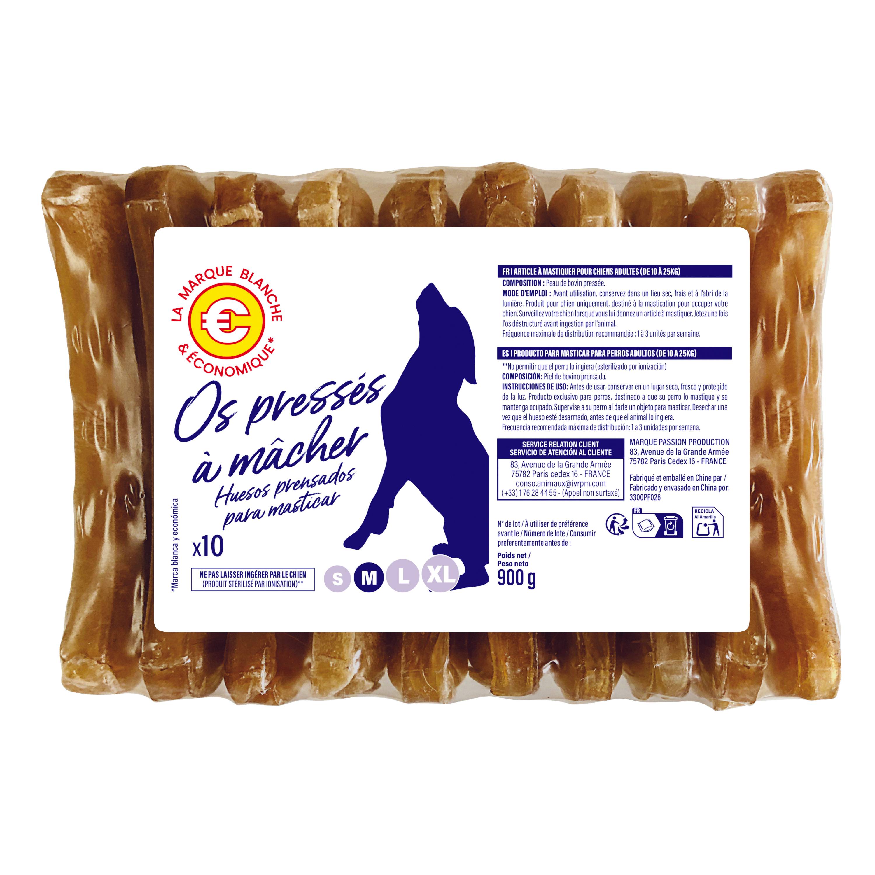 Marque Blanche et Economique - Os pressés pour chien de taille moyenne x 10 - Imagen 2
