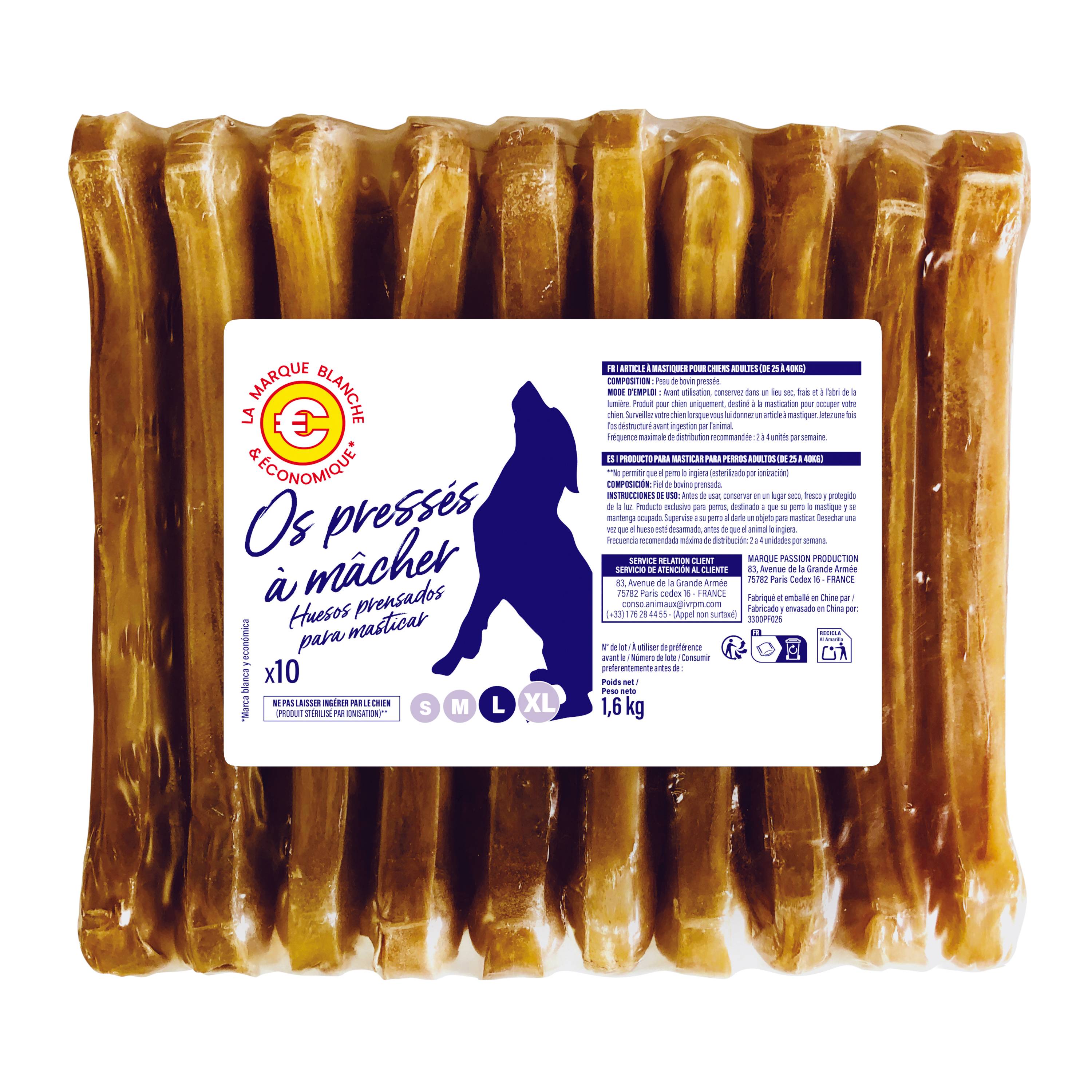 Marque Blanche et Economique - Os pressés pour chien de grande taille x 10