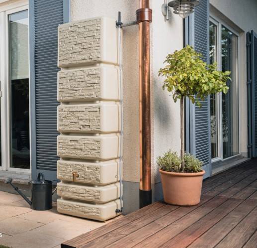 Garantia - Récupérateur d'eau de pluie 350L Slim stone - sable - Graf - Image 1
