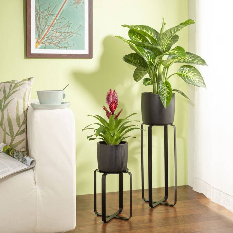 Support Avignon 27 pour plantes métal noir satin Ø23.2 cm H.27.3 cm - Scheurich - Imagen 1