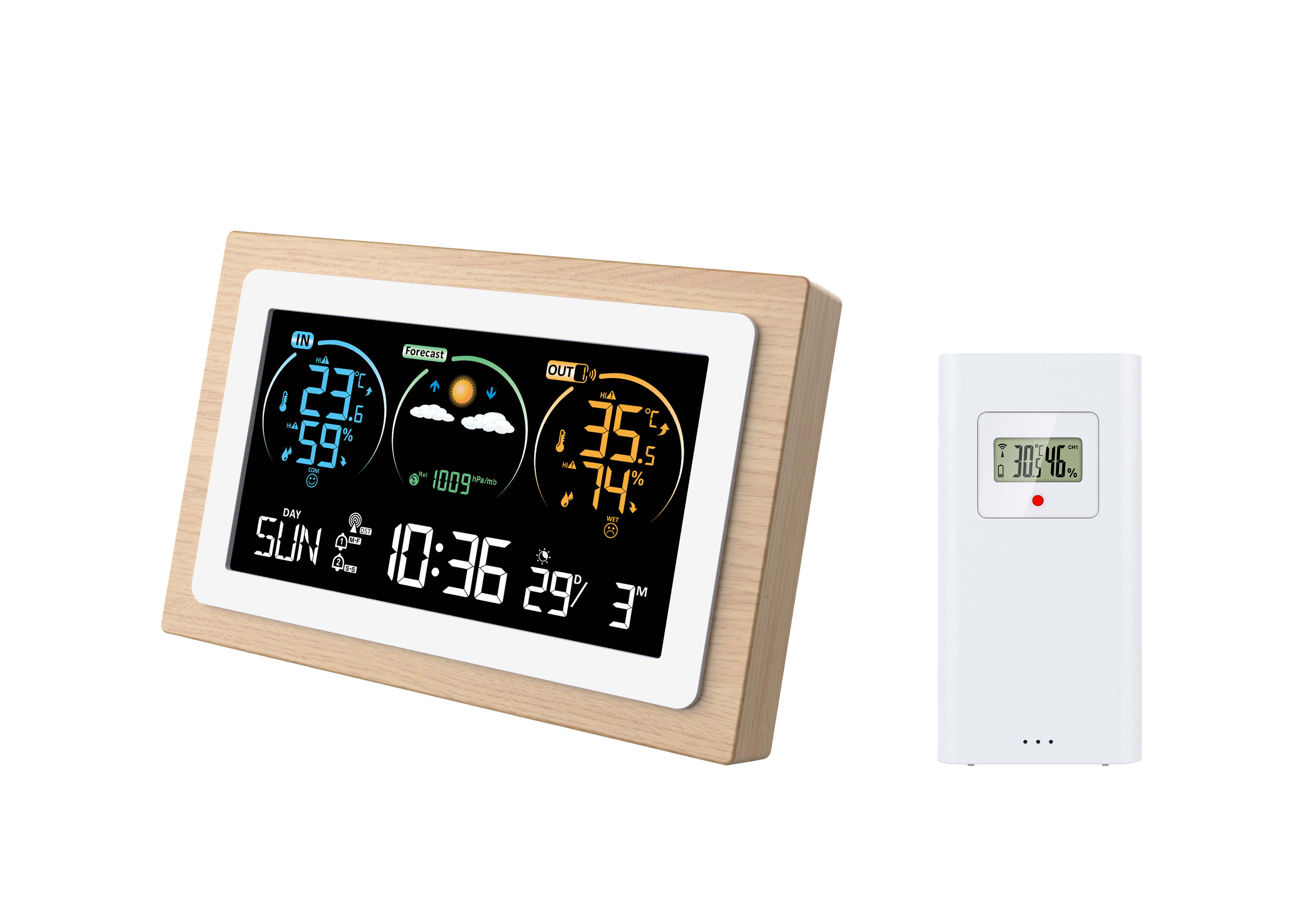 Stil - Station météo couleur cadre bois avec capteur extérieur - Stil - Imagen 2