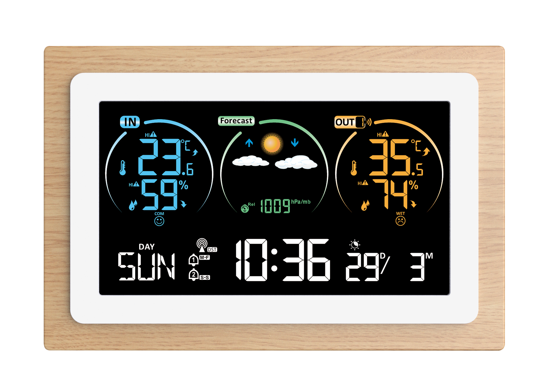 Stil - Station météo couleur cadre bois avec capteur extérieur - Stil - Imagen 1