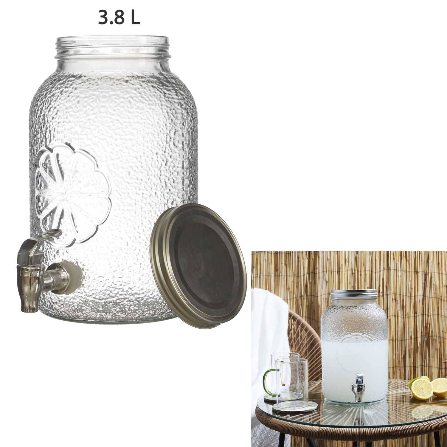 Distributeur de boisson citron verre transparent L.15x19xH.26 cm modèle rond - Image 1