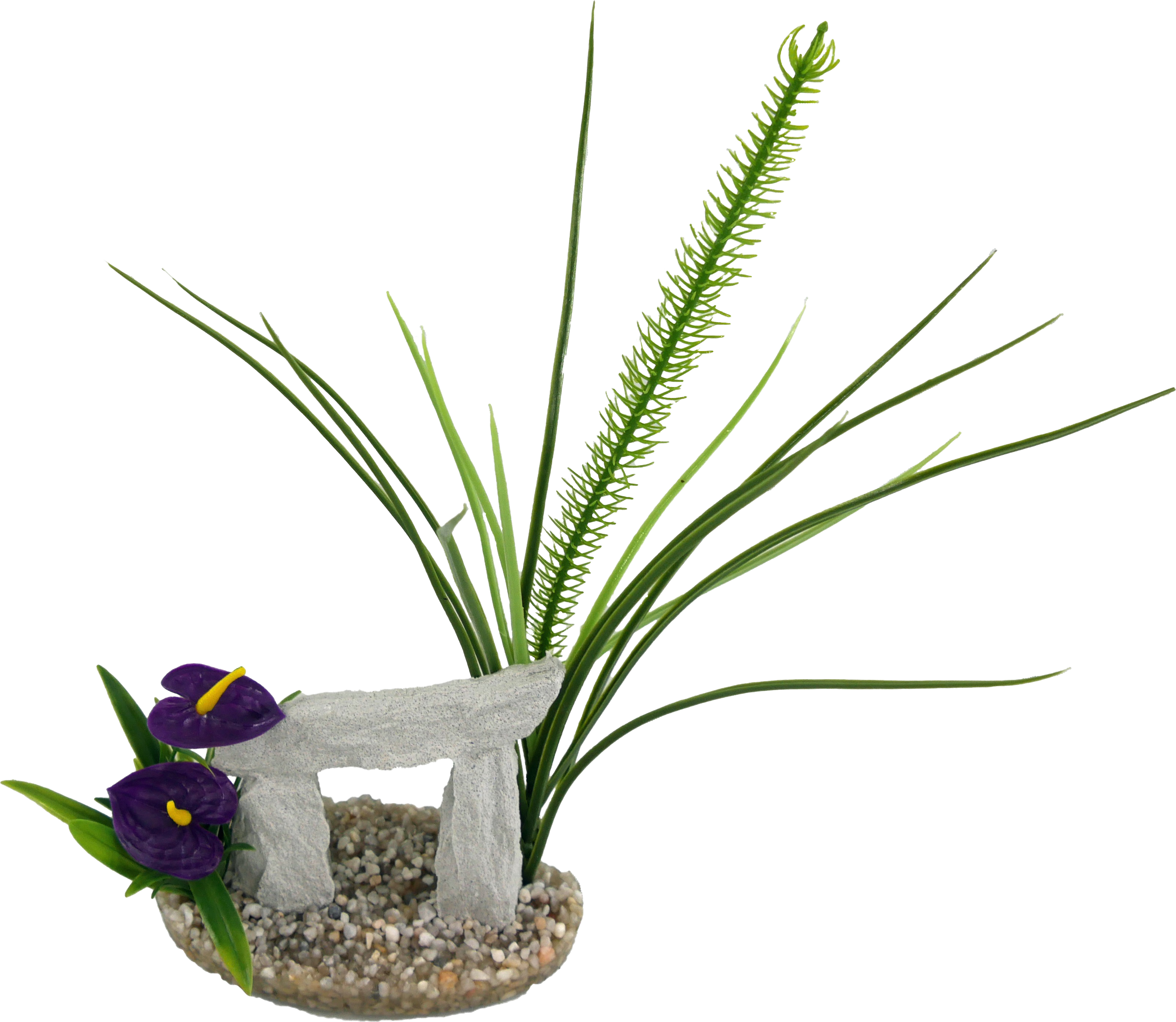 Labéo - Décor dolmen avec plantes artificielles - violet - H.23 cm - Labéo