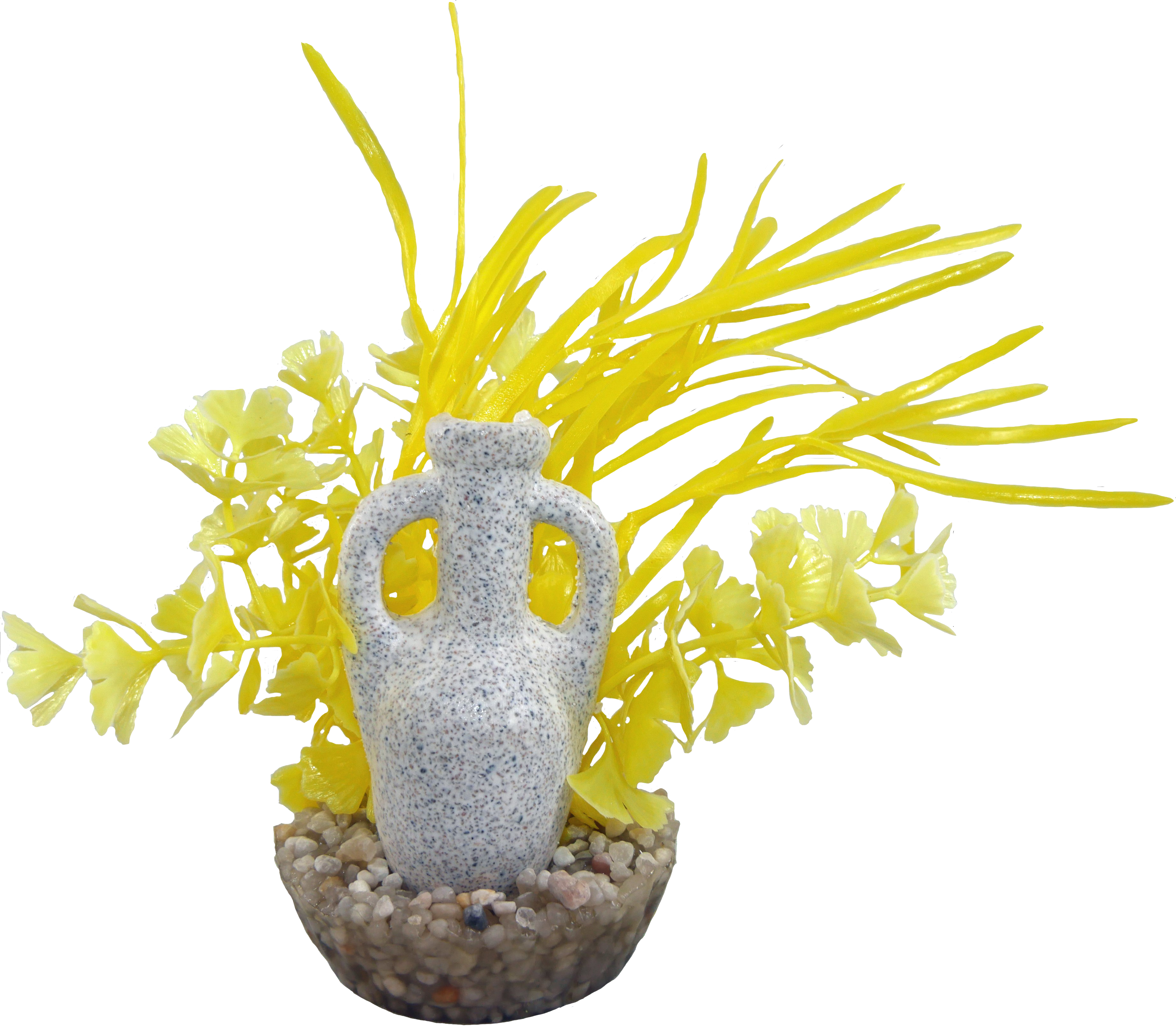 Labéo - Décor amphore avec plante artificielle jaune - H.17 cm - Labéo