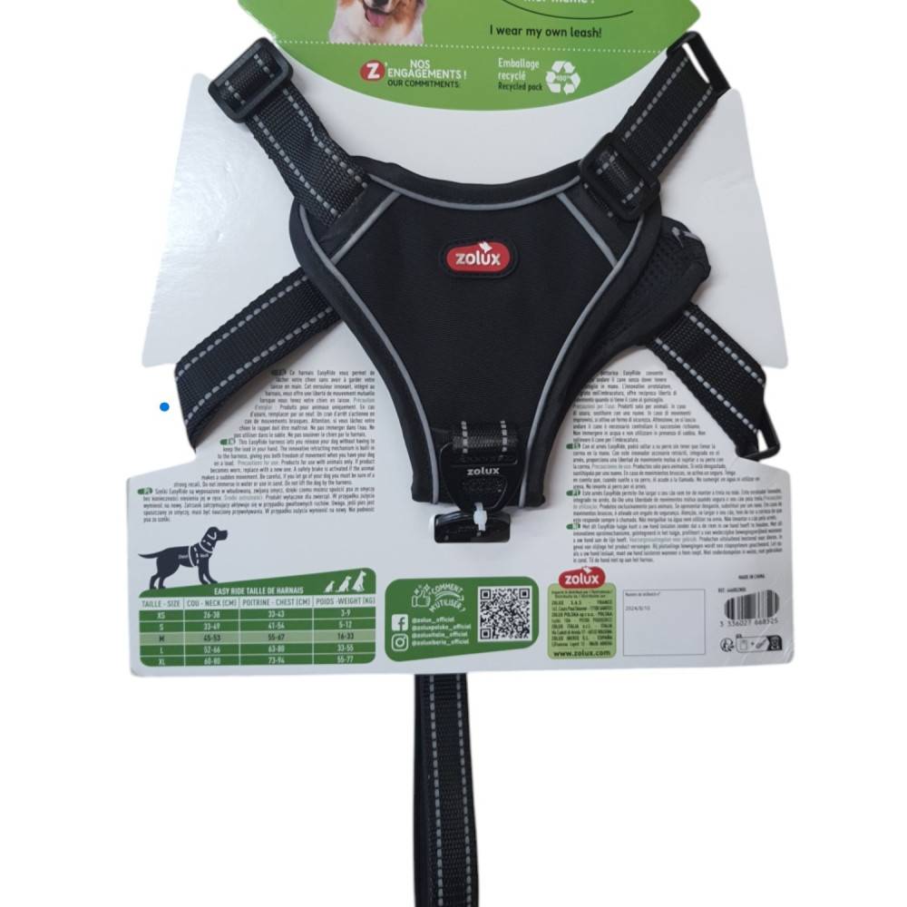 Harnais Easyride en tissu respirant noir pour chien M - Zolux - Imagen 1