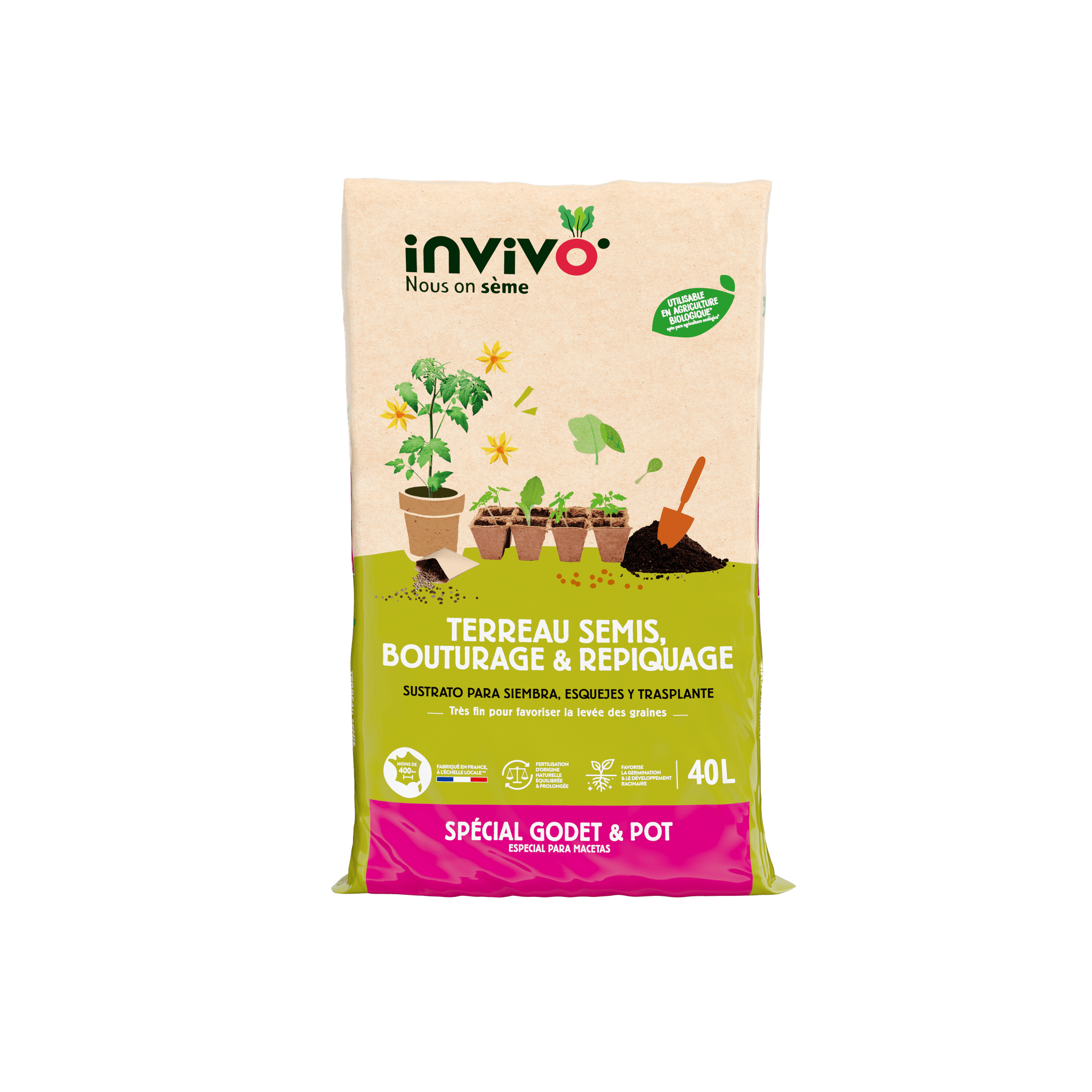 Invivo Nous On Sème - Terreau semis bouturage 40L - INVIVO Nous on sème - Image 2