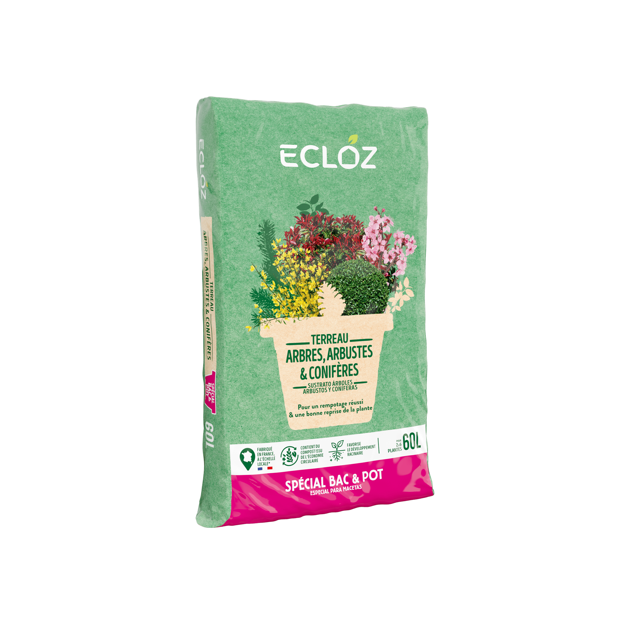Ecloz - Sustrato árboles arbustos coníferas que contiene 60 L - ECLOZ