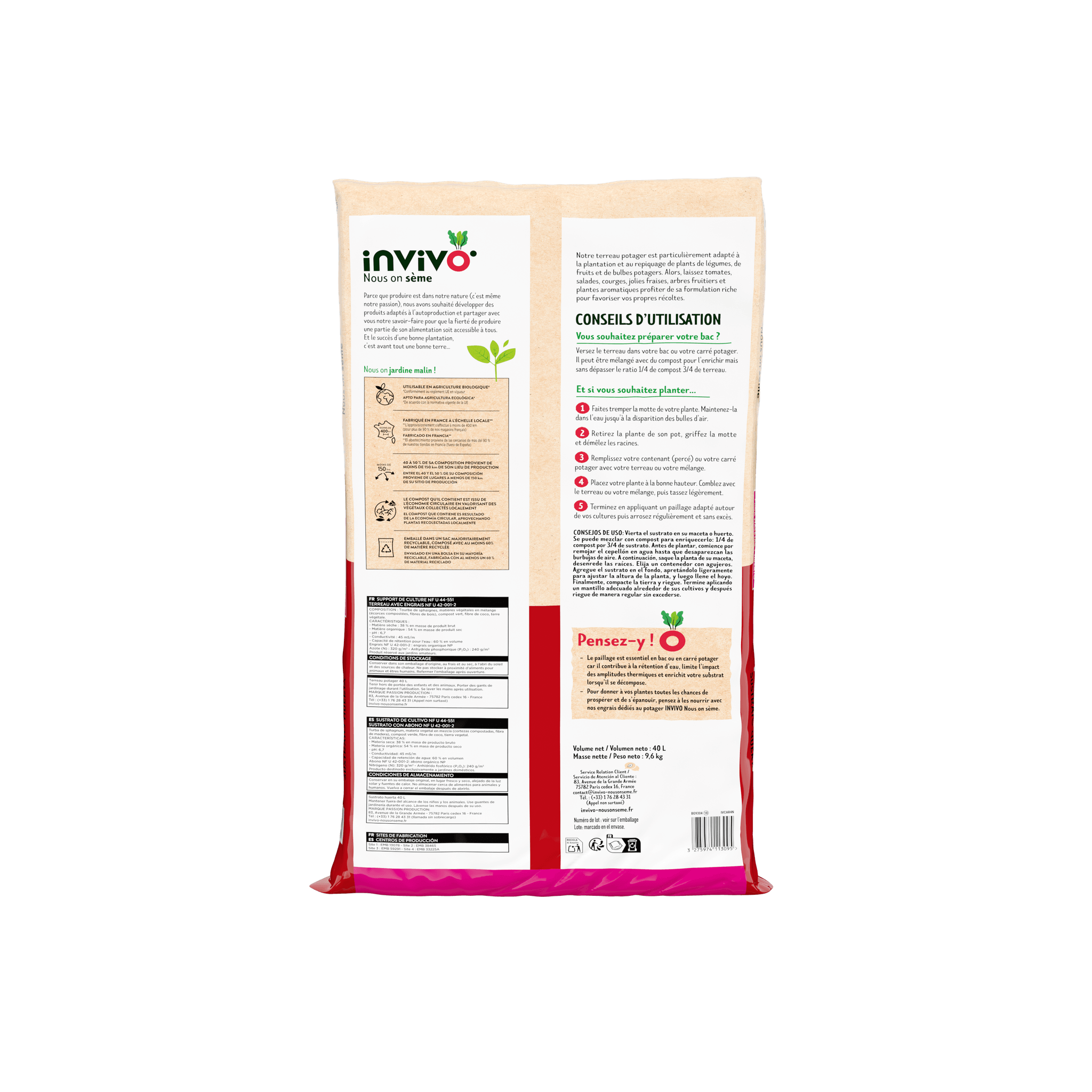 Invivo Nous On Sème - Terreau potager, bac et carré potager 40L - INVIVO Nous on sème - Imagen 2