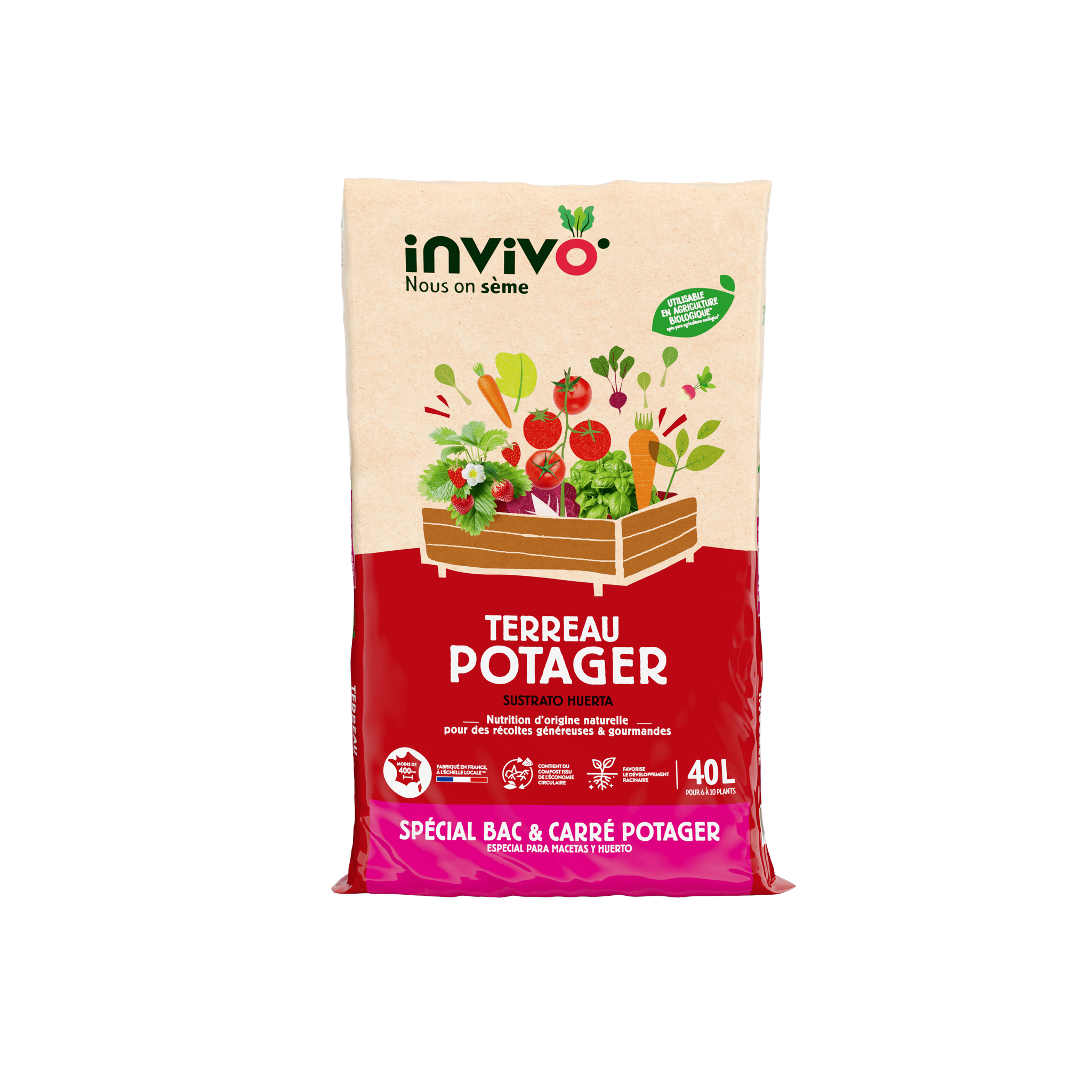 Invivo Nous On Sème - Terreau potager, bac et carré potager 40L - INVIVO Nous on sème - Imagen 3