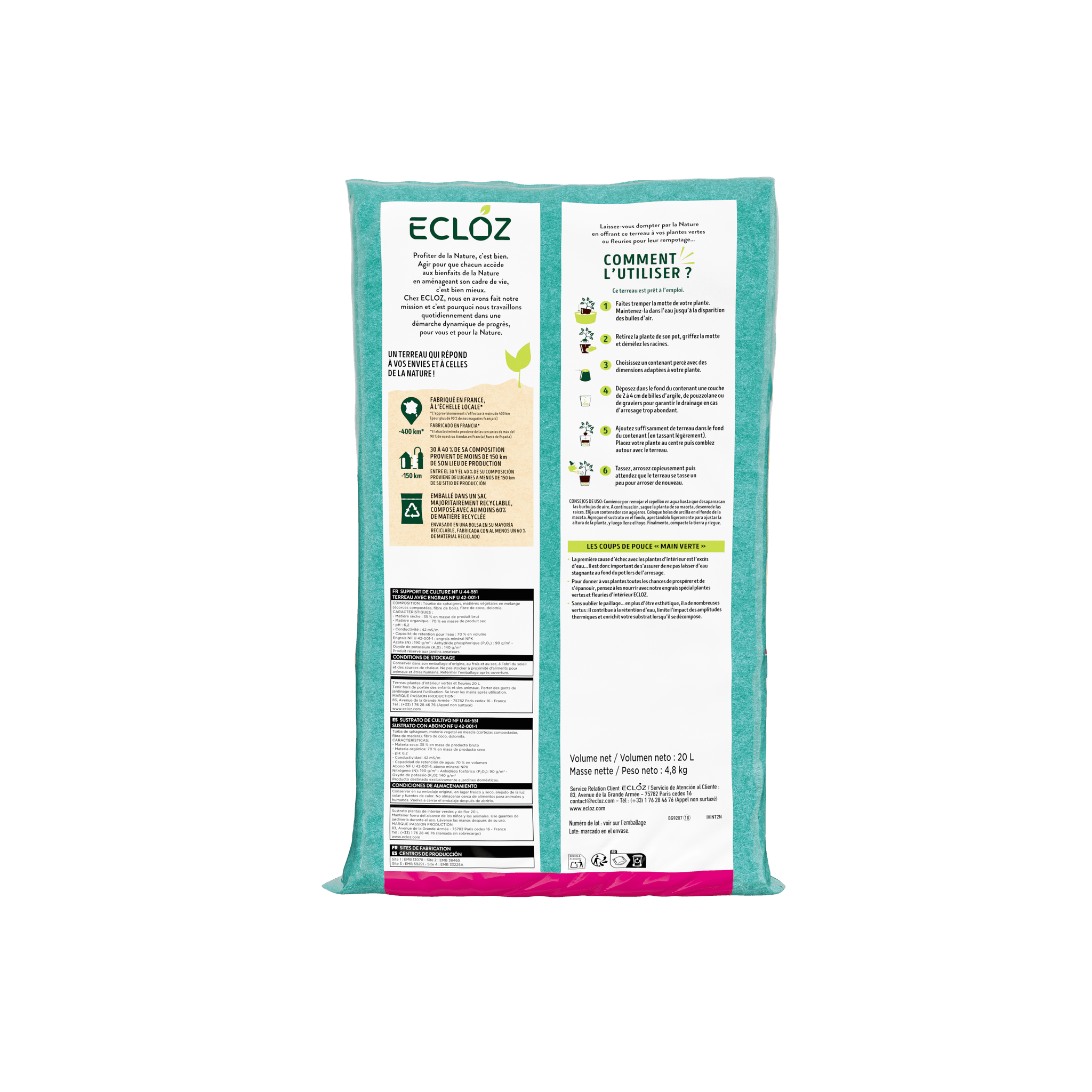 Ecloz - Terreau plantes vertes et d'intérieur 20 L - ECLOZ - Image 2