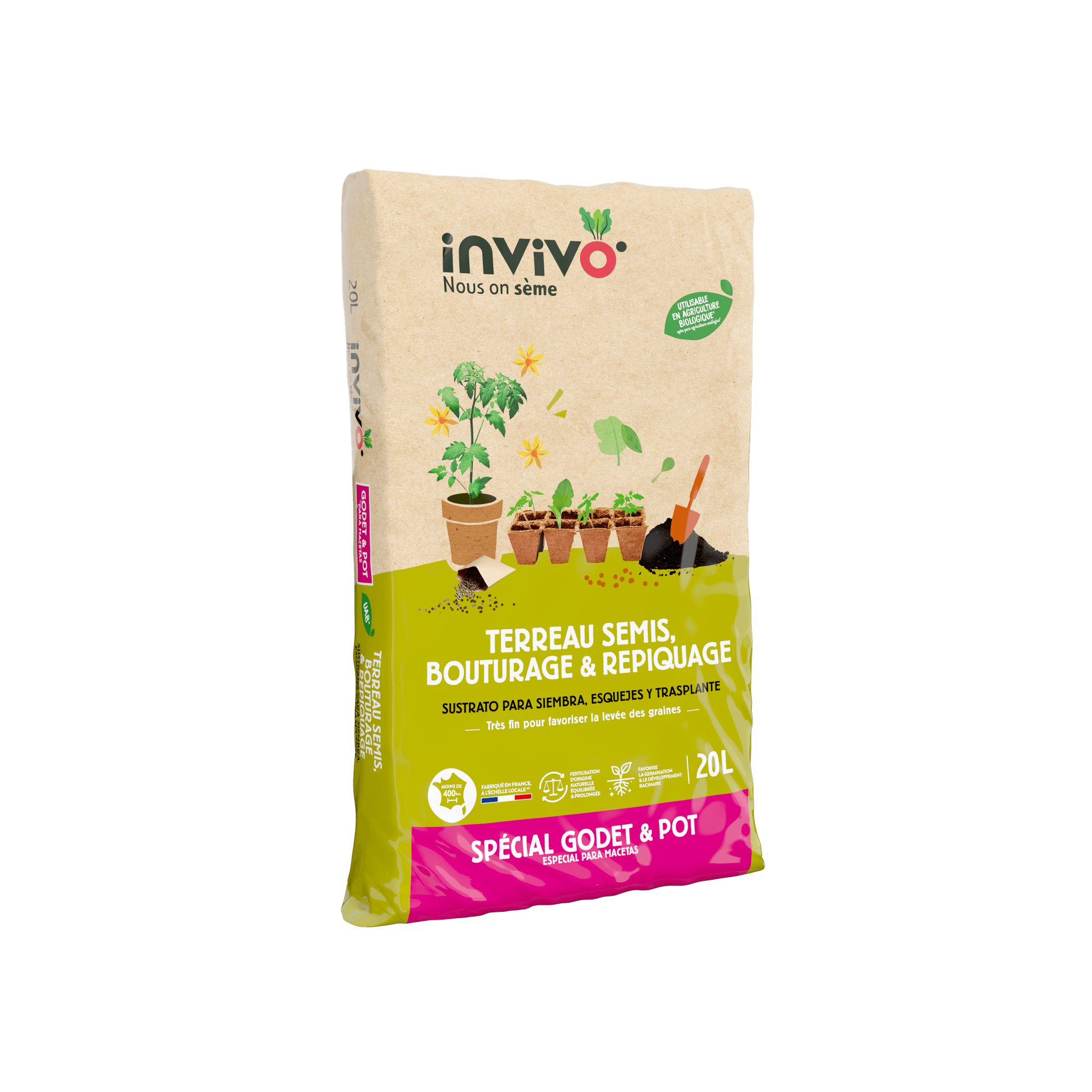 Invivo Nous On Sème - Terreau semis bouturage 20 L - INVIVO Nous on sème - Imagen 1