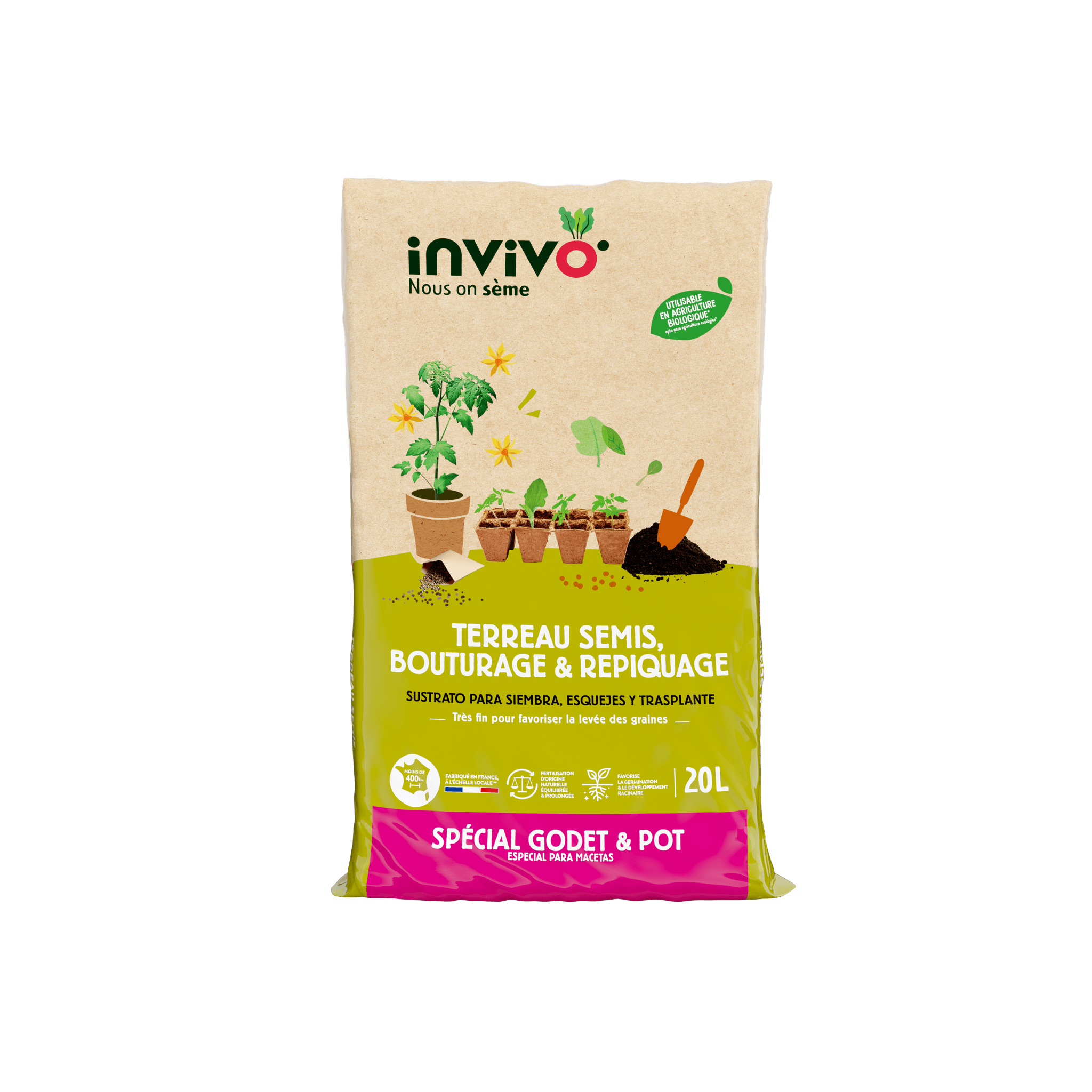Invivo Nous On Sème - Terreau semis bouturage 20 L - INVIVO Nous on sème - Imagen 2