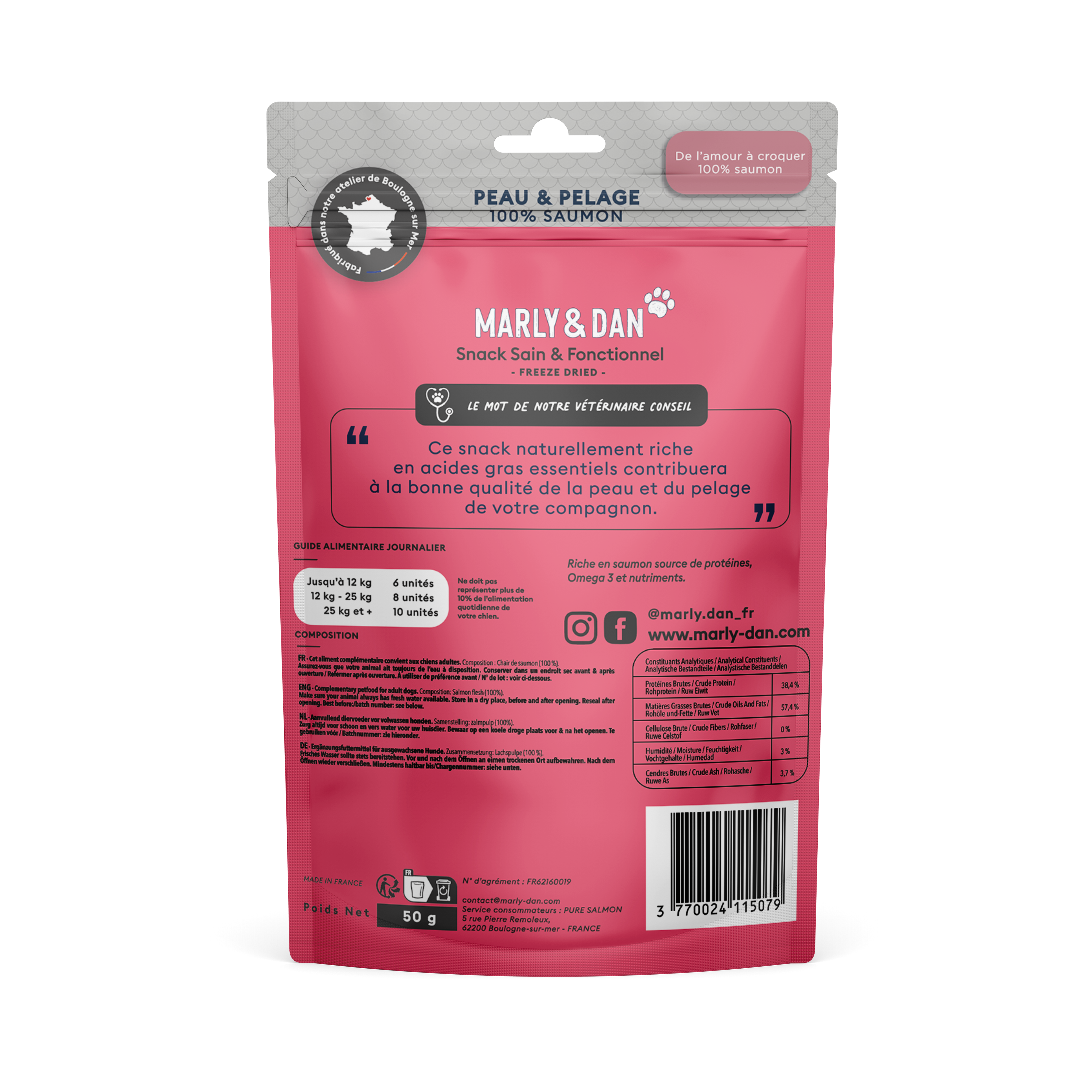 Freeze Dried Peau & Pelage  100% Saumon Chien - Imagen 2