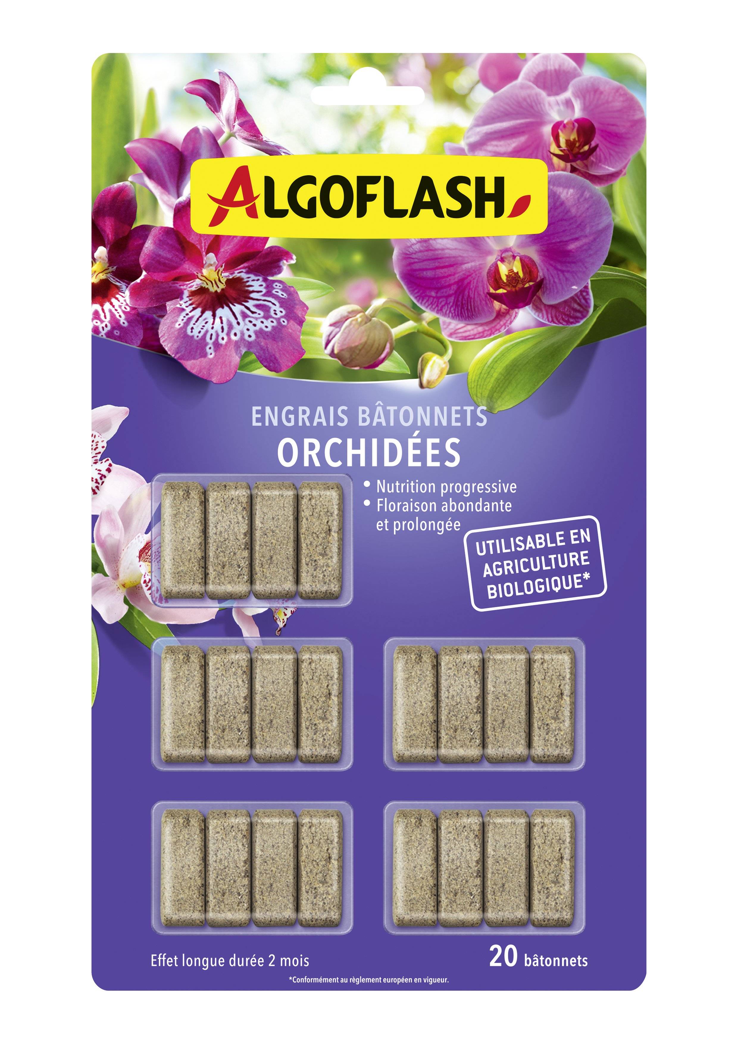 Algoflash - Palitos de fertilizante para orquídeas 20 unidades - Algoflash