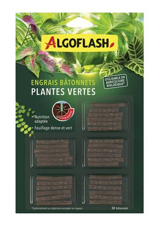 Algoflash - Bâtonnets engrais pour plantes vertes 30 unités - Algoflash