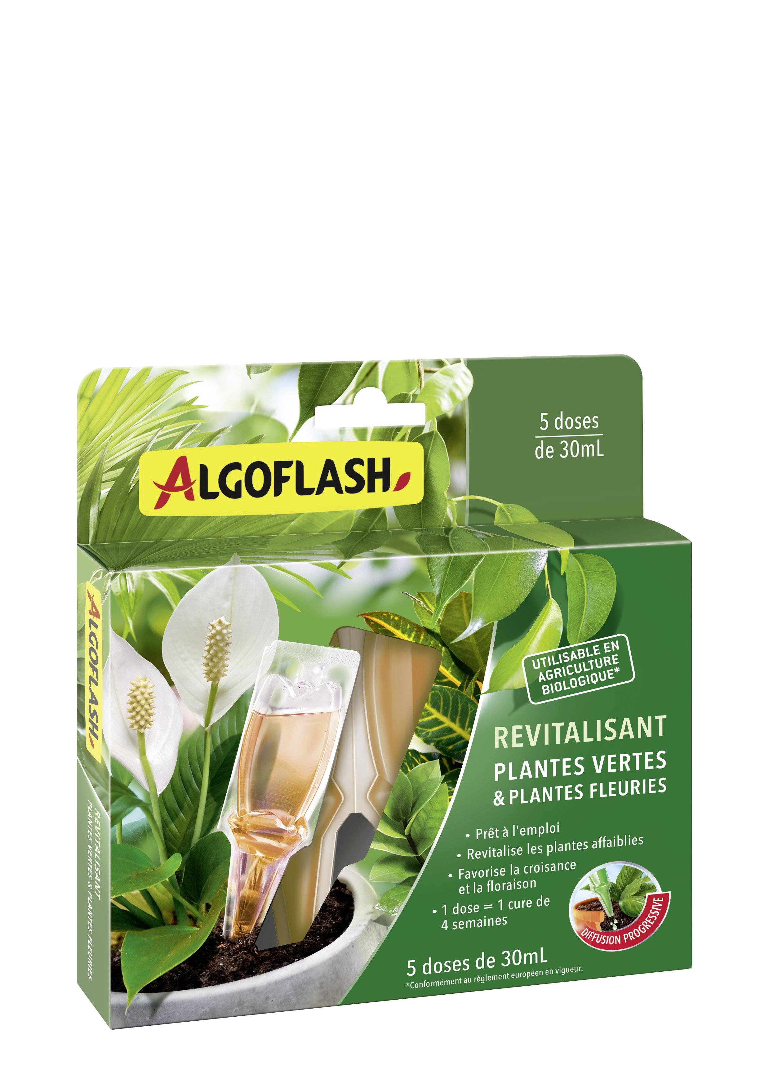 Algoflash - Monodose revitalisante plantes vertes & plantes fleuries 30 mL 5 doses - Algoflash