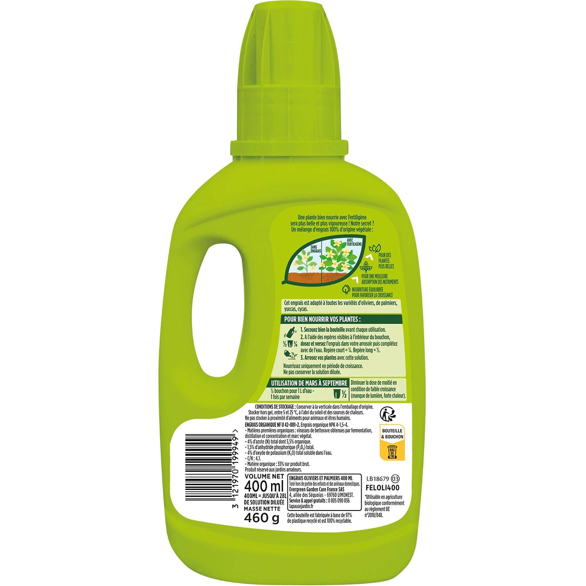 Fertiligène - Fertilizante líquido para olivos y palmeras 400 ml L.55 mm H.212 mm - Fertiligene natural - Imagen 2